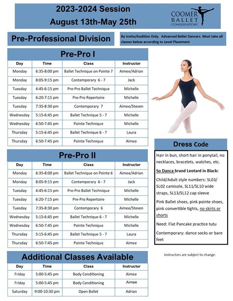 New Pre Professional Program — Coomer Ballet Conservatory