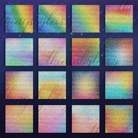 16 Rainbow Glitter Digital Papers Gradient Ombre Glitter By Artinsider