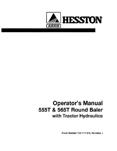 Agco Technical Publications Hesston Hay Equipment Balers Round 555t