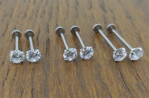 Cheek Piercings Pair Dimple Maker Prong Set 5mm Clear Crystal Etsy