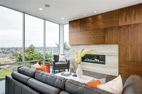 Wooden walls for a warm look of the living room