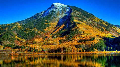 🥇 Mountains Landscapes Nature Yellow Forests Reflections Wallpaper