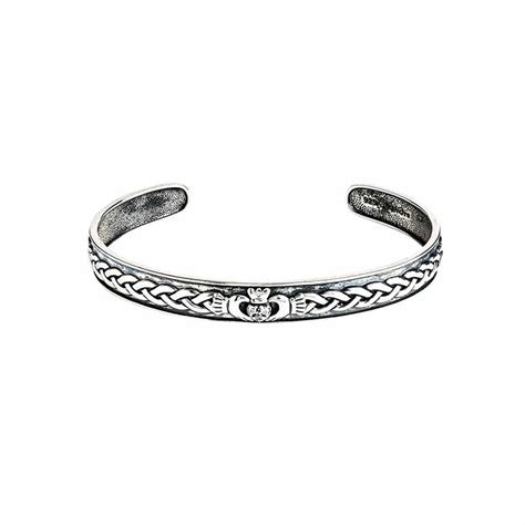 claddagh bangle with celtic knot and cubic zirconia heart