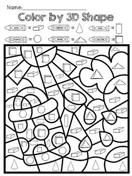 Free printable shapes coloring pages for kids. Color by 3D Shapes by Karly's Kinders | Teachers Pay Teachers