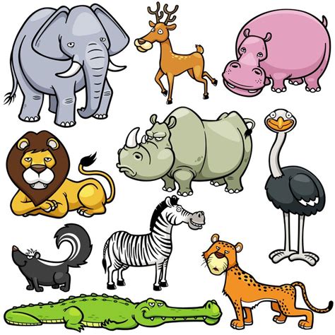 Fotomural Ilustración Vectorial De Los Animales Salvajes Caricaturas