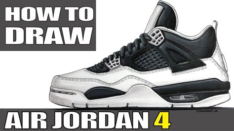 How To Draw Air Jordan 4 Iv Sneaker Shoe Youtube