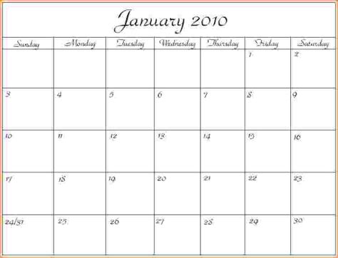 Microsoft Office 2010 Calendar Template Williamson