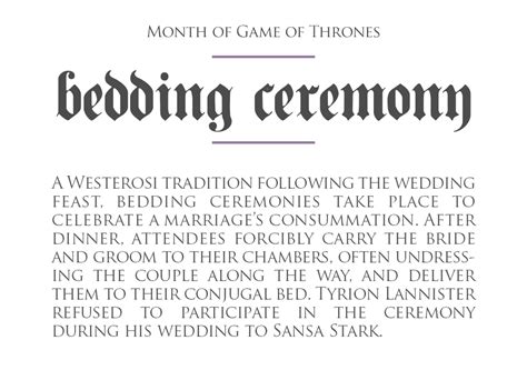 Day 11 What Is The Bedding Ceremony — Making Game Of Thrones