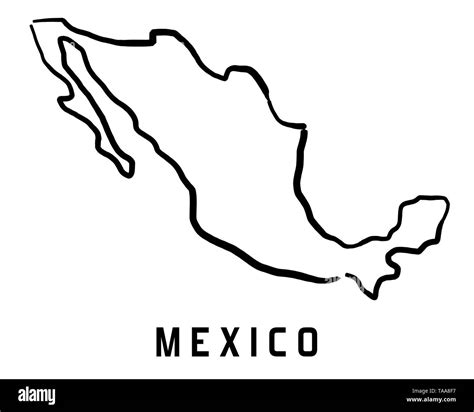 Mexico Map Outline Smooth Simplified Country Shape Map Vector Stock