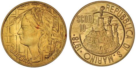 Moneda 10 Scudo San Marino Oro 1978 Precio Fr 13 Km 88