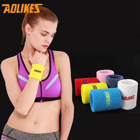 Aolikes Breathable Gym Hand Wristbands Tennis Wristlet Basketball Sports Sweatbands Cotton Wrist