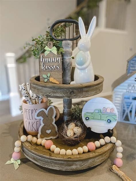 Easter Tiered Tray Decor Farmhouse Tiered Tray Decor Easter Etsy