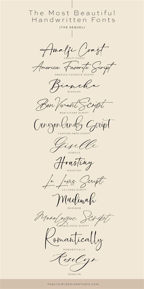 The Most Beautiful Handwritten Fonts Part 2 Fancy Girl Designs