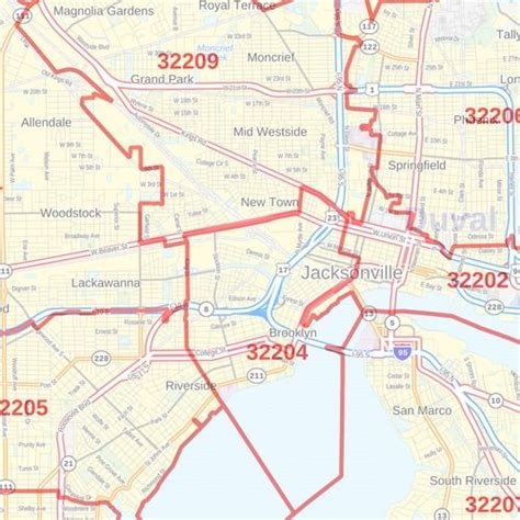 Jacksonville Florida Zip Codes Map