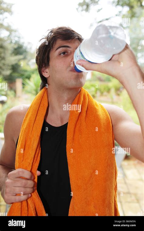 Healthy Young Man Drinking Water Model Released Stock Photo Alamy