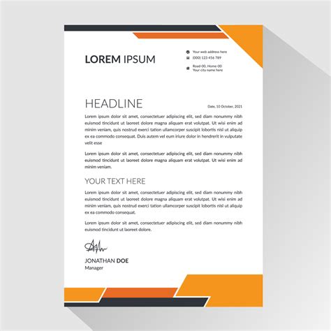 Business Letterhead With Angled Orange And Black Borders 1257126 Vector