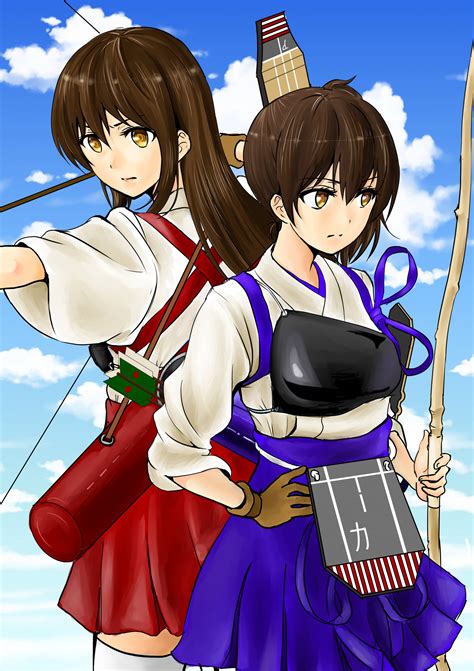 обои лук и стрела Японская одежда аниме Аниме девушки Коллекция Kantai Akagi KanColle