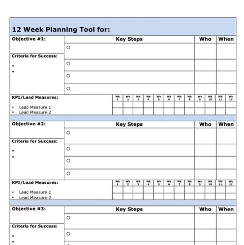 12 Week Year Templates Free Printable