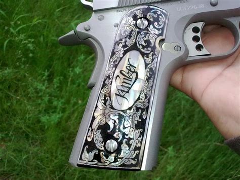 Mother Of Pearl Inlay Grips Fit Kimber Sandw Taurus Para Ord Colt