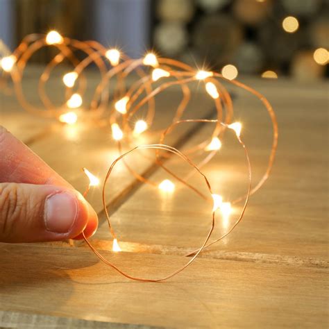 Copper Wire Micro Battery Fairy Lights 20 Warm White Leds