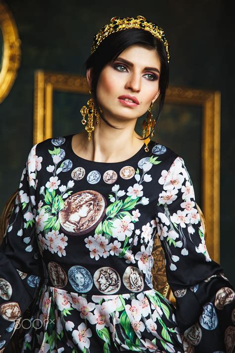 Beautiful Italian Woman In Dress And Jewelry Elegant Young Woman In
