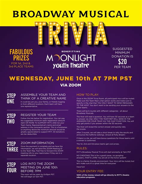 moonlight youth theatre broadway musical trivia fundraiser the vista press the vista press