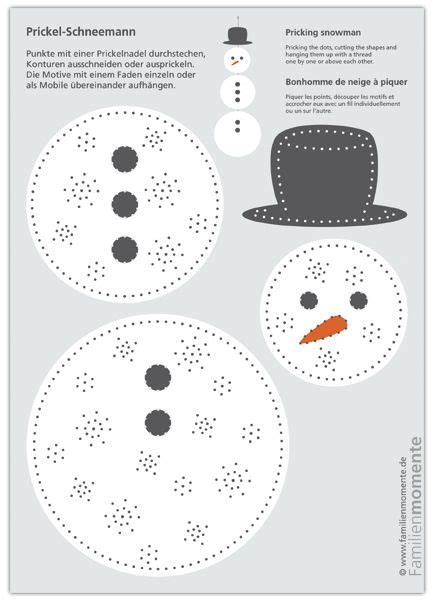 Bastelbögen für kinder zum ausdrucken : Prickel-Schneemann, Bastelbogen zum Prickeln eines ...