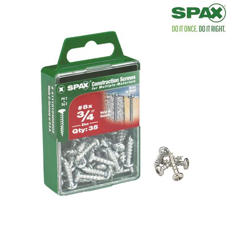 Spax No 8 X 34 In L Phillipssquare Pan Head Zinc Plated Steel Multi