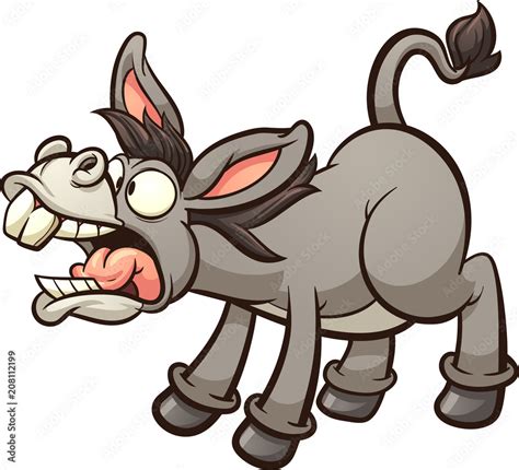 Vecteur Stock Braying Cartoon Donkey Vector Clip Art Illustration With