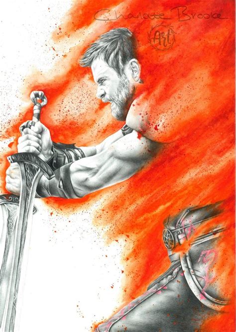 Thor: Ragnarok Pencil and Watercolour Portrait Drawing Print | Etsy