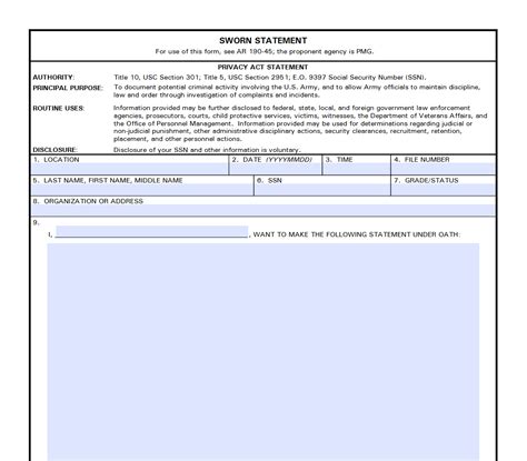 Army Sworn Statement Form Fillable Printable Pdf Forms Handypdf The