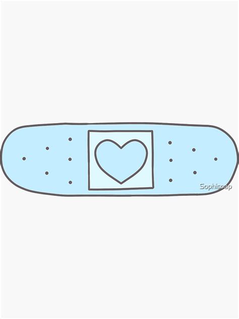 Kawaii Cute Bandaid With Heart Blue Sticker By Sophisoap Redbubble