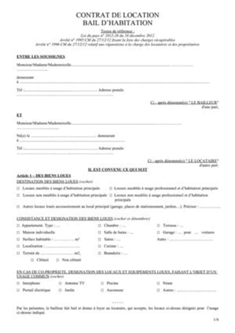 Contrat bail location non meublé. Table rabattable cuisine Paris: Contrat de bail non meuble