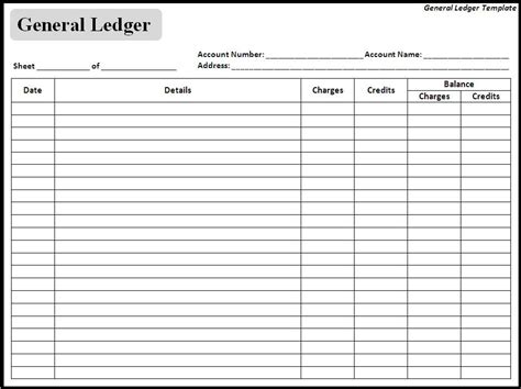 Debit and credit balances of nominal account (expenses and income will be nil, because these balances get transferred to trading, and profit & loss account to. General Ledger Template Download Page | MS Word Templates ...