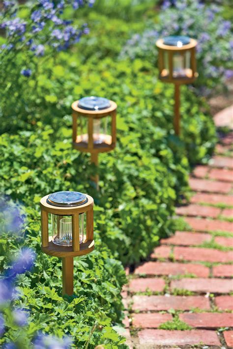 Solar Teak Accent Light Path Lights Garden Supplies Backyard
