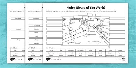 Major Rivers Of The World Worksheet Teacher Made