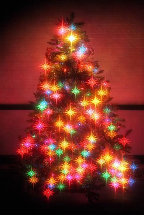 Christmas Tree Glowing Stars Stock Image Image Of Holiday Stars