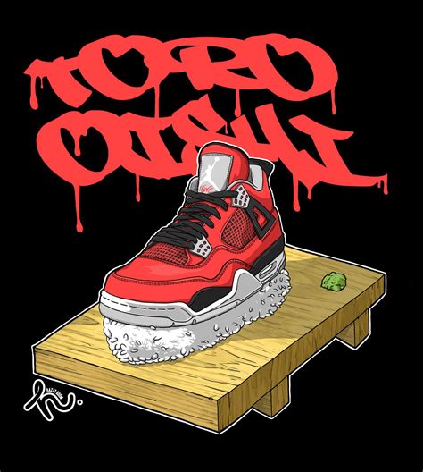 Jordan4 Toro Sushi Oishii By Hazzyboom Sneaker Art Graffiti Pictures