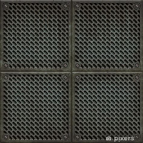 Wall Mural Rugged Old Anti Slip Metal Grid Tile Floor Seamless Texture