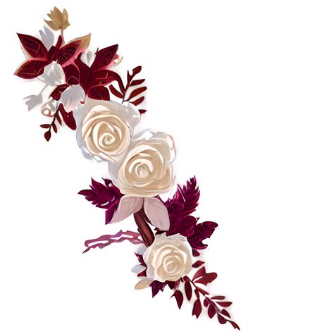 Ivory And Burgundy Flowers Leaves Vintage Pastel Cream Background