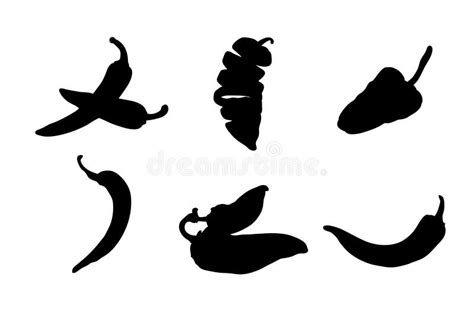 Set With Two Silhouettes Of Chili Peppers Vector Illustration Stock