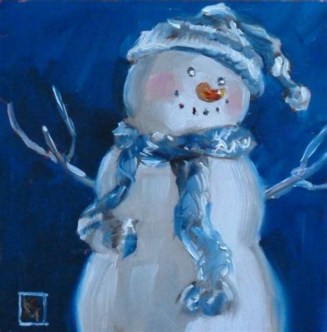 Kelley Macdonalds Paintings Mister Snowman 6x6 Inch Original Oil