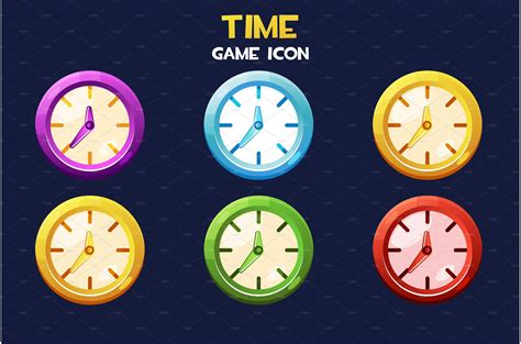 Multicolored Round Clock Game Time Outline Icons Creative Market