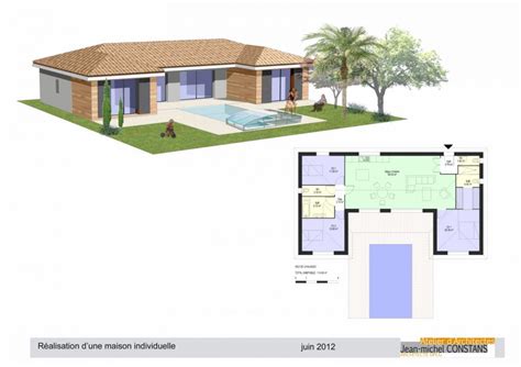 Plan de maison avec patio plan maison 4 chambres plan maison bois idee plan maison maison plain pied construire sa maison modèle maison projet maison future maison. Plan maison en u plain pied 3 chambres - Idées de travaux