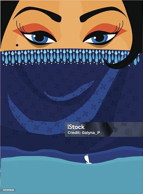Asian Beautiful Women With Bottomless Eyes And Sea Stock Illustration