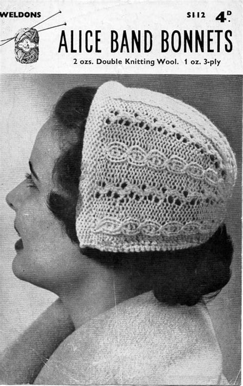 Womens Vintage Hat Knitting Pattern Pdf Ladies Bonnet Cap Etsy Uk