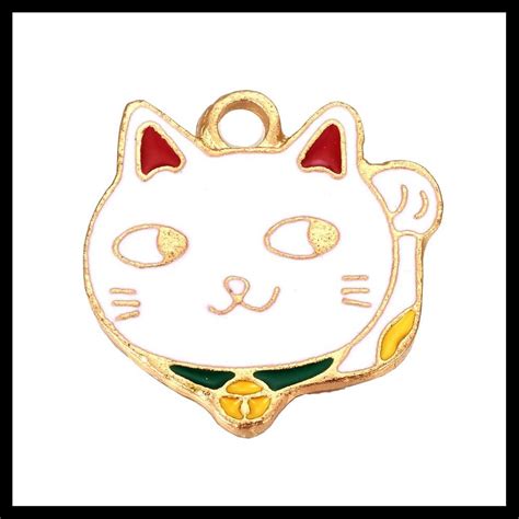 21x20mm Enamel Fortune Cat No1 Charm Gold Plated 1pcs Beads And