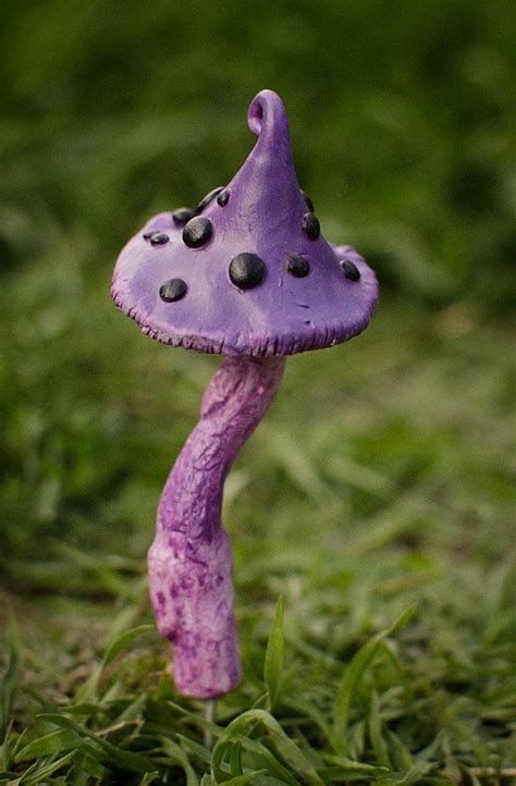 Purple Black Fairy Mushroom Fantasy Garden Accessory Fairy Garden