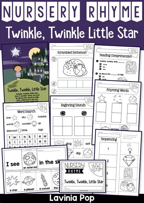 Twinkle Twinkle Little Star Nursery Rhyme Worksheets And Activities