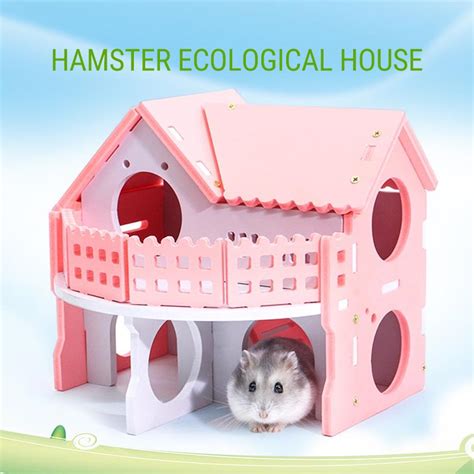 Buy Hamster House Wooden Hamster Nest Waterproof House Pet Home Stairs
